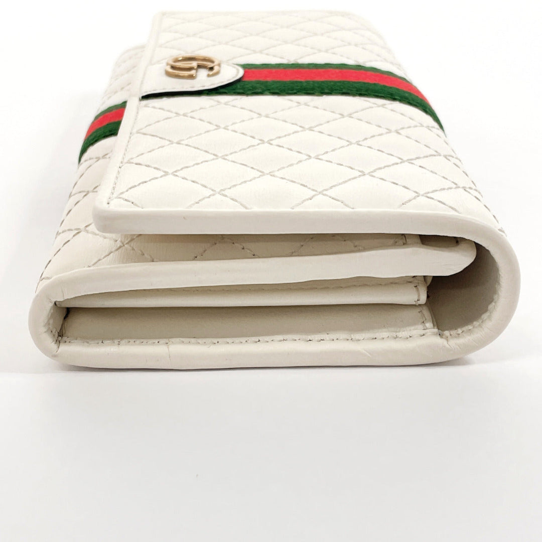 GUCCI Long Wallet Purse 536451 leather white quilting GG Marmont