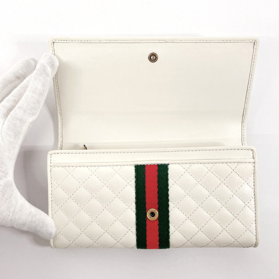 GUCCI Long Wallet Purse 536451 leather white quilting GG Marmont