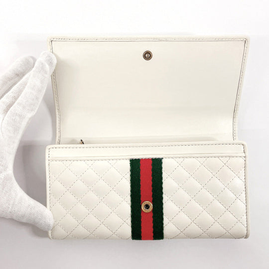 GUCCI Long Wallet Purse 536451 leather white quilting GG Marmont
