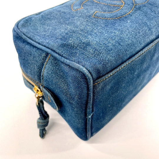 CHANEL Pouch denim blue COCO Mark Women Used Authentic