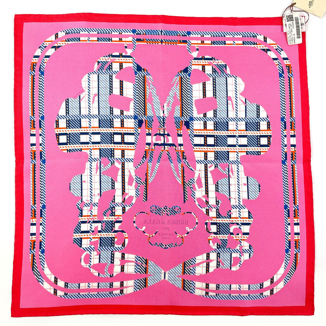 HERMES scarf 894052S Silk, 100% silk pink BRIDES de GALA Tartan Gavroche 45 Women Used Authentic