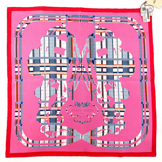 HERMES scarf 894052S Silk, 100% silk pink BRIDES de GALA Tartan Gavroche 45 Women Used Authentic