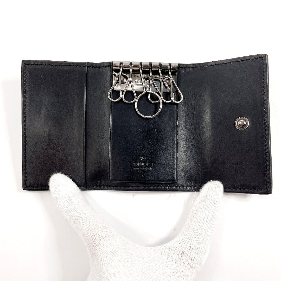 GUCCI Key case Key holder  138093 Sima leather black six hooks mens Used Authentic