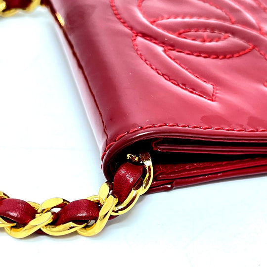 CHANEL Shoulder Bag Patent leather Red CCCOCO Mark Chain pochette Women Used Authentic