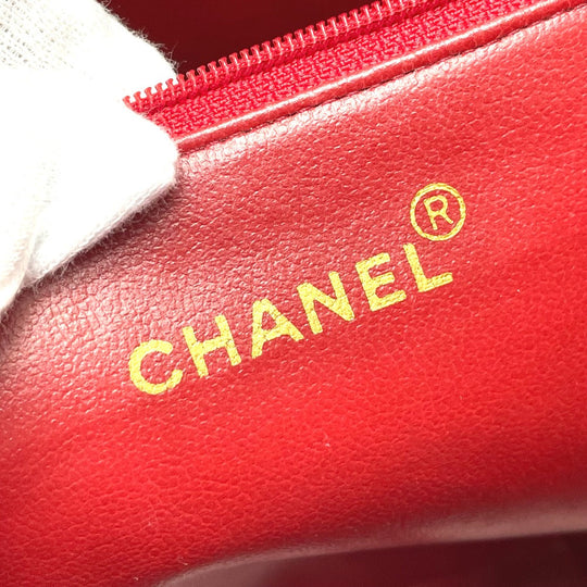 CHANEL Shoulder Bag Caviar skin Red CC COCO Mark Ball charm Women Used Authentic