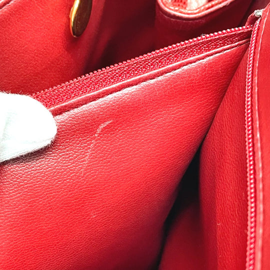 CHANEL Shoulder Bag Caviar skin Red CC COCO Mark Ball charm Women Used Authentic