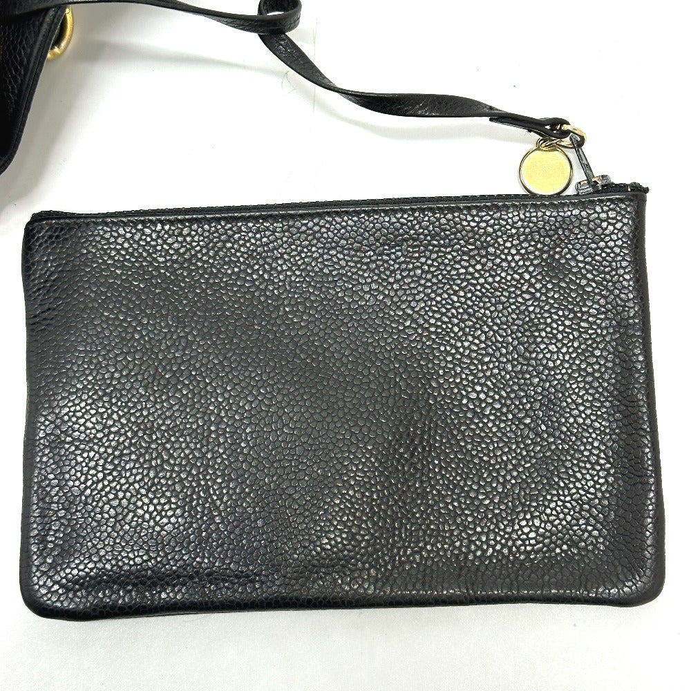 CHANEL Shoulder Bag Caviar skin black COCO Mark Dekacoco drawstring purse Women Used Authentic