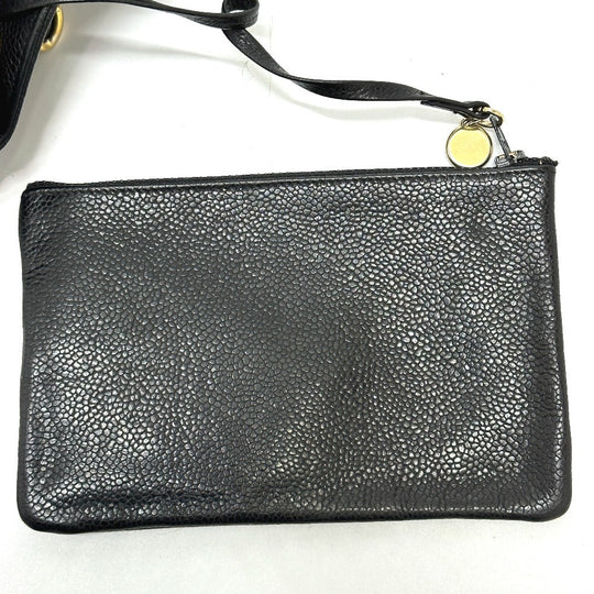 CHANEL Shoulder Bag Caviar skin black COCO Mark Dekacoco drawstring purse Women Used Authentic