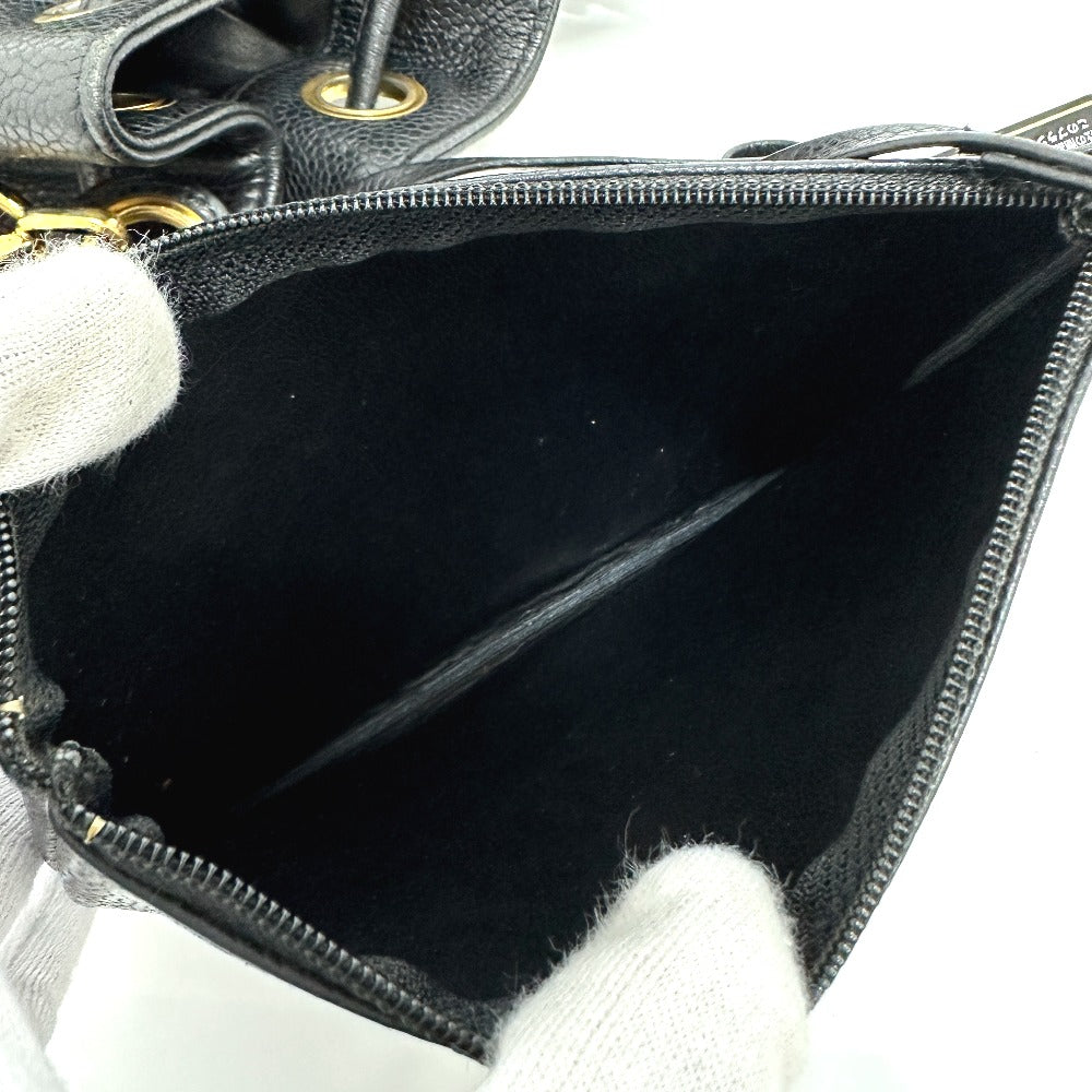 CHANEL Shoulder Bag Caviar skin black COCO Mark Dekacoco drawstring purse Women Used Authentic