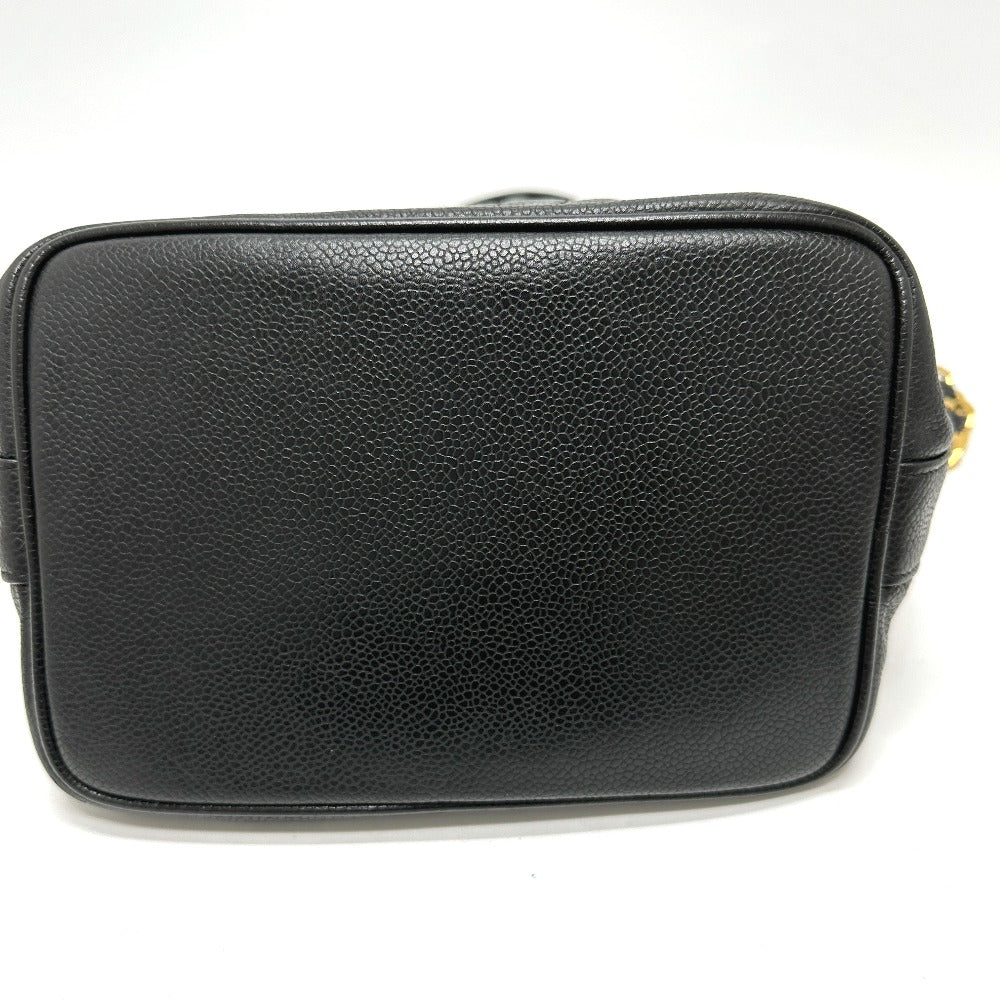 CHANEL Shoulder Bag Caviar skin black COCO Mark Dekacoco drawstring purse Women Used Authentic