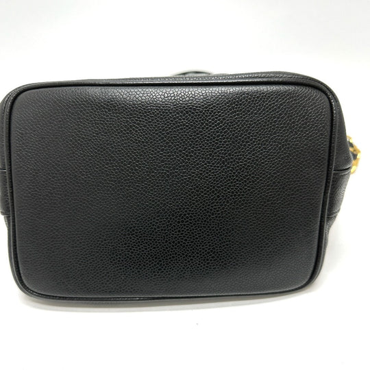 CHANEL Shoulder Bag Caviar skin black COCO Mark Dekacoco drawstring purse Women Used Authentic