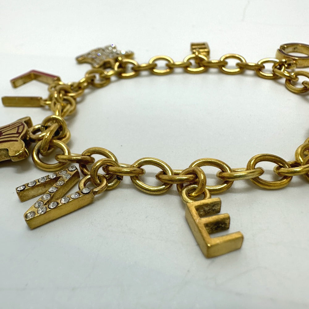 CELINE bracelet Gold Plated, Rhinestone gold Triomphe vintage Women Used Authentic