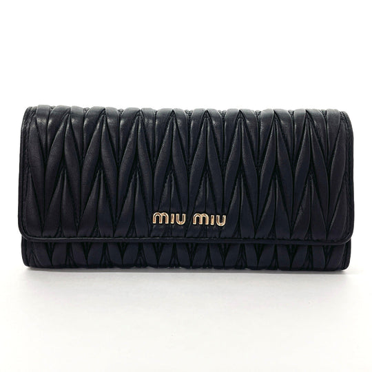 MIUMIU Long Wallet Purse 5MH109 leather black Materasse