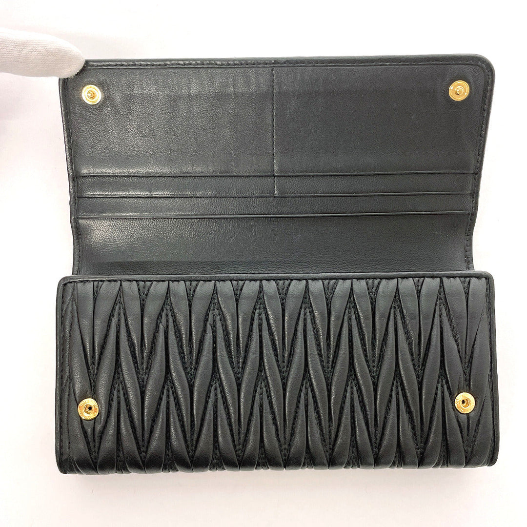 MIUMIU Long Wallet Purse 5MH109 leather black Materasse