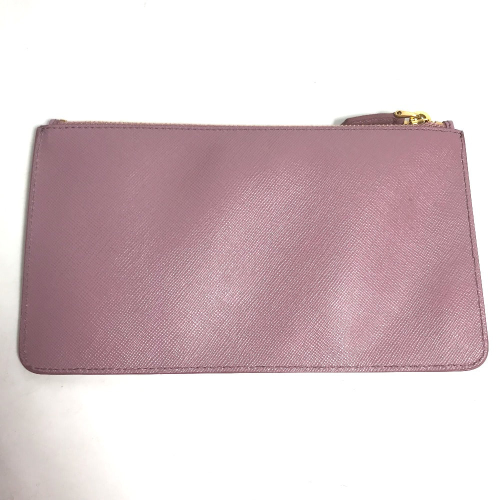 PRADA Pouch saffiano leather Pink type logo Women Secondhand Authentic