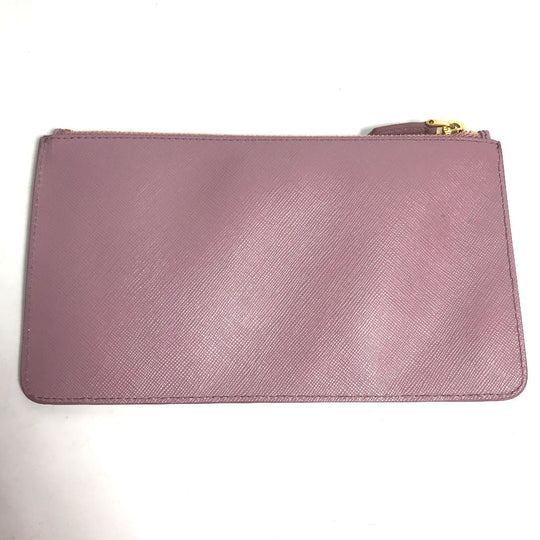 PRADA Pouch saffiano leather Pink type logo Women Secondhand Authentic