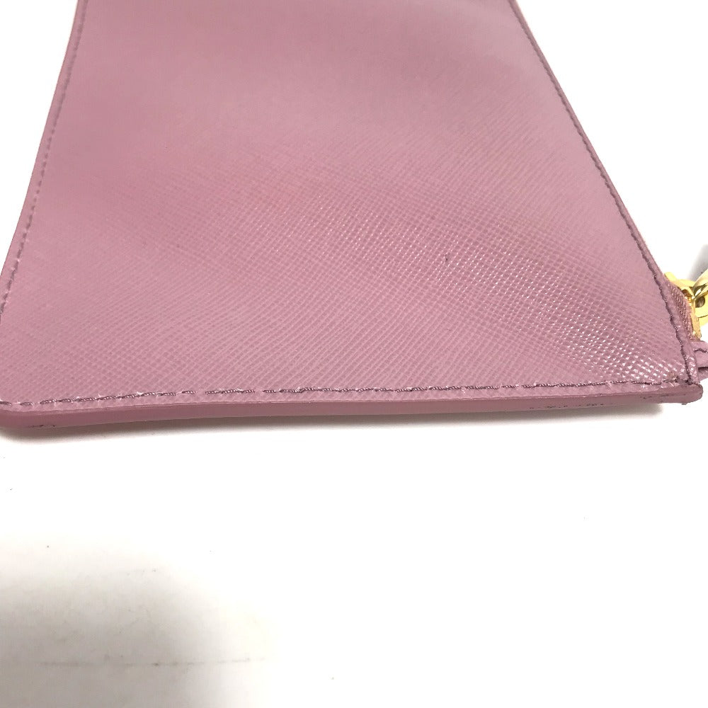 PRADA Pouch saffiano leather Pink type logo Women Secondhand Authentic