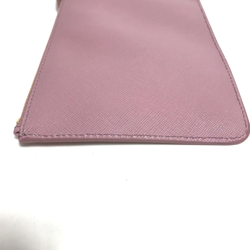 PRADA Pouch saffiano leather Pink type logo Women Secondhand Authentic