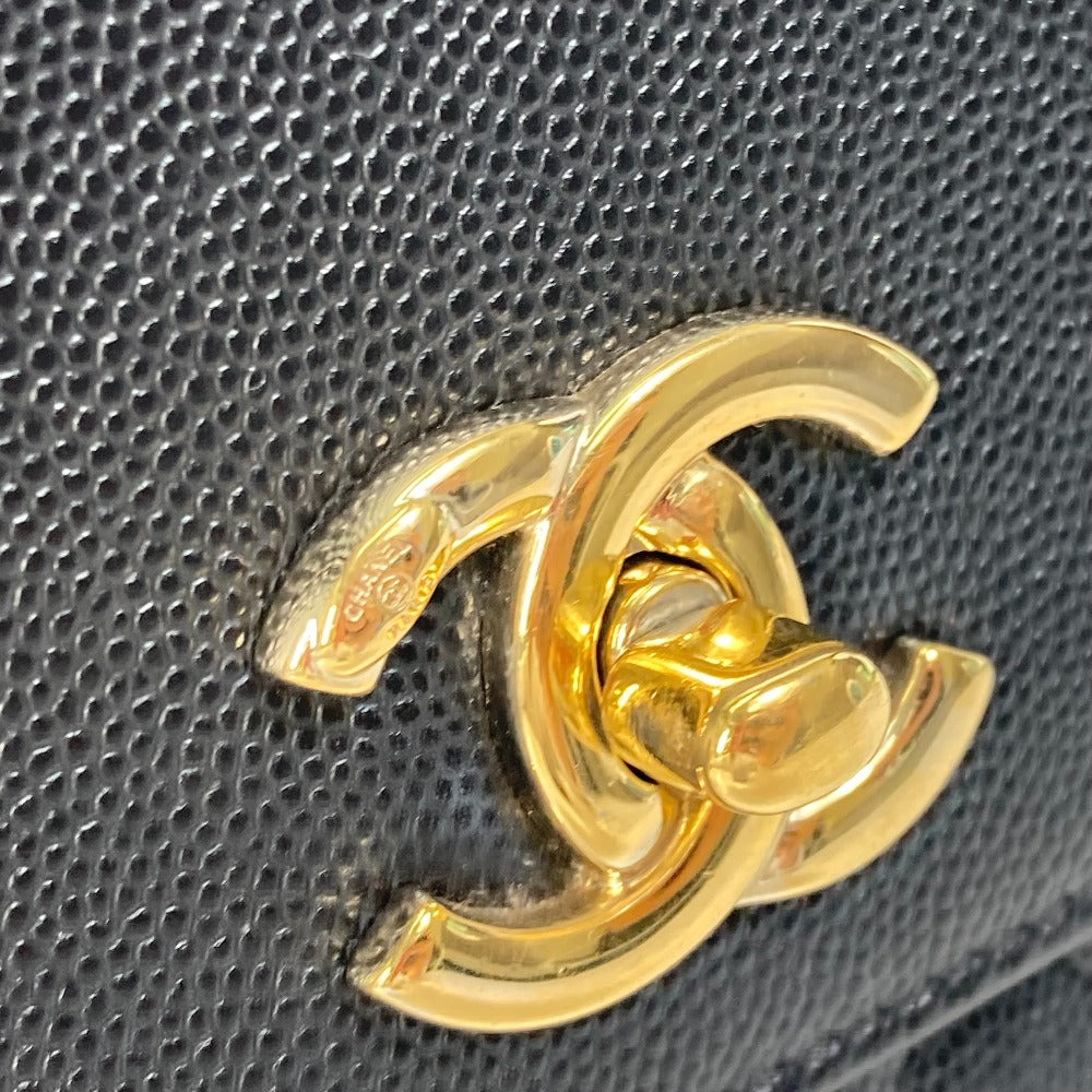 CHANEL Shoulder Bag A93749 Caviar skin black COCO Mark CC Matelasse Quilting Top handle Women Used Authentic