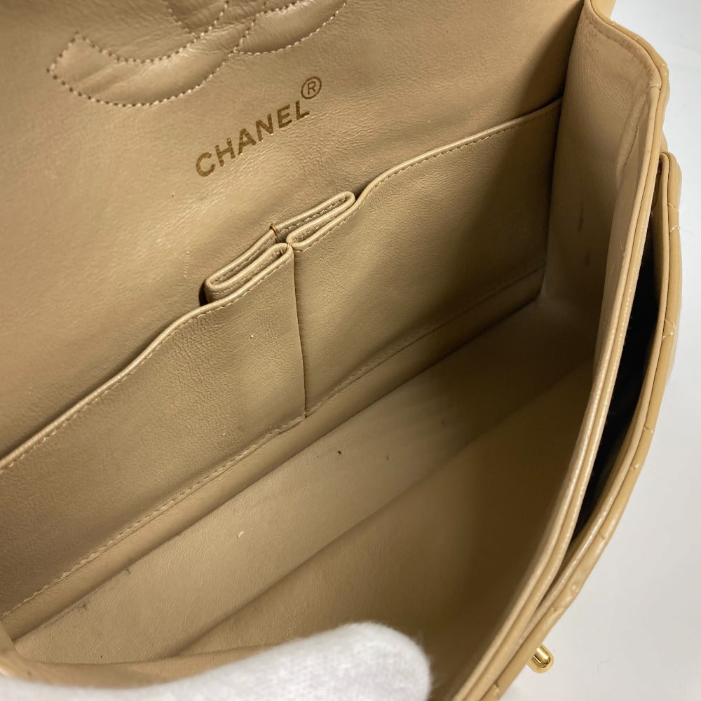 CHANEL Shoulder Bag A01112 lambskin beige CC COCO Mark Matelasse 25 Quilting Women Used Authentic