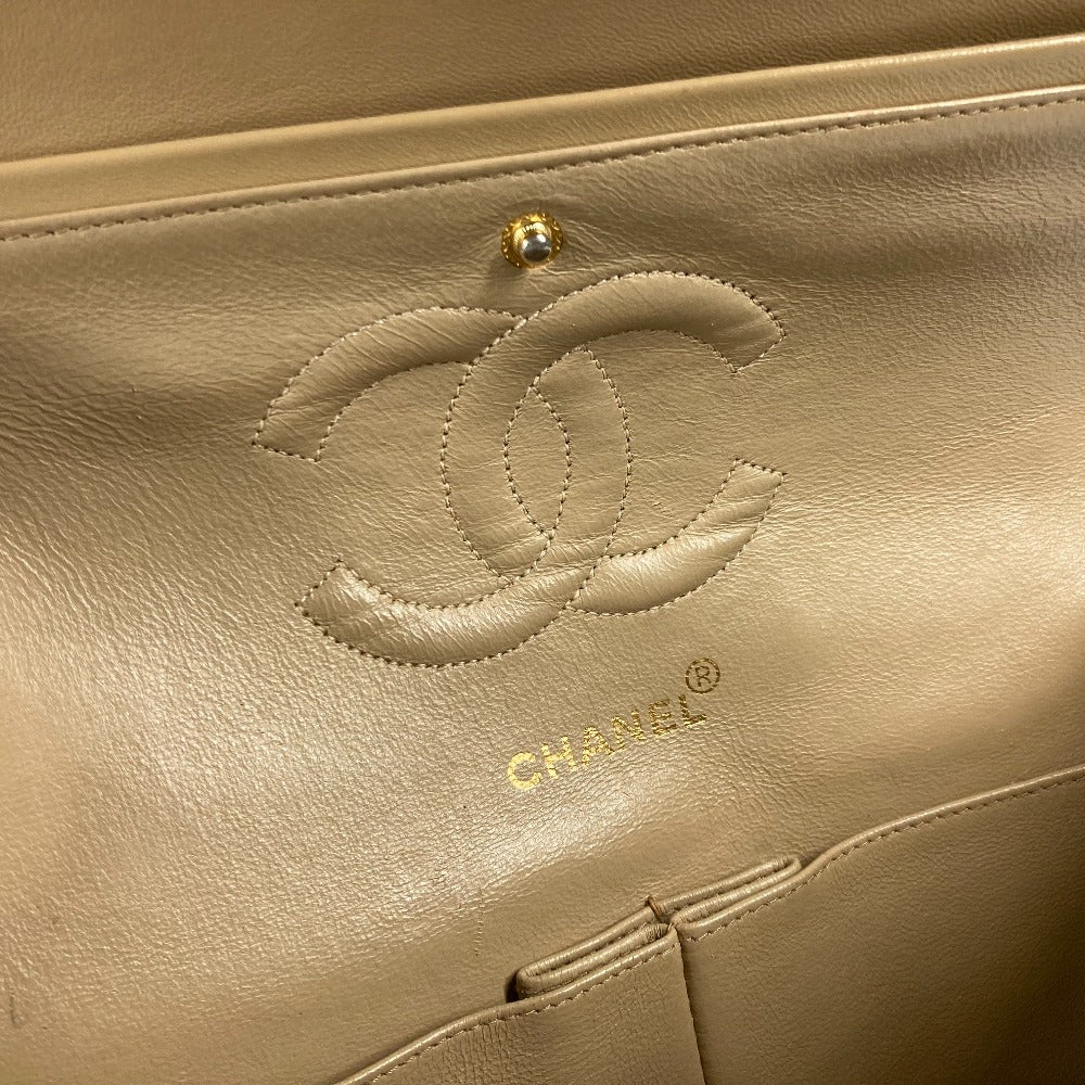 CHANEL Shoulder Bag A01112 lambskin beige CC COCO Mark Matelasse 25 Quilting Women Used Authentic