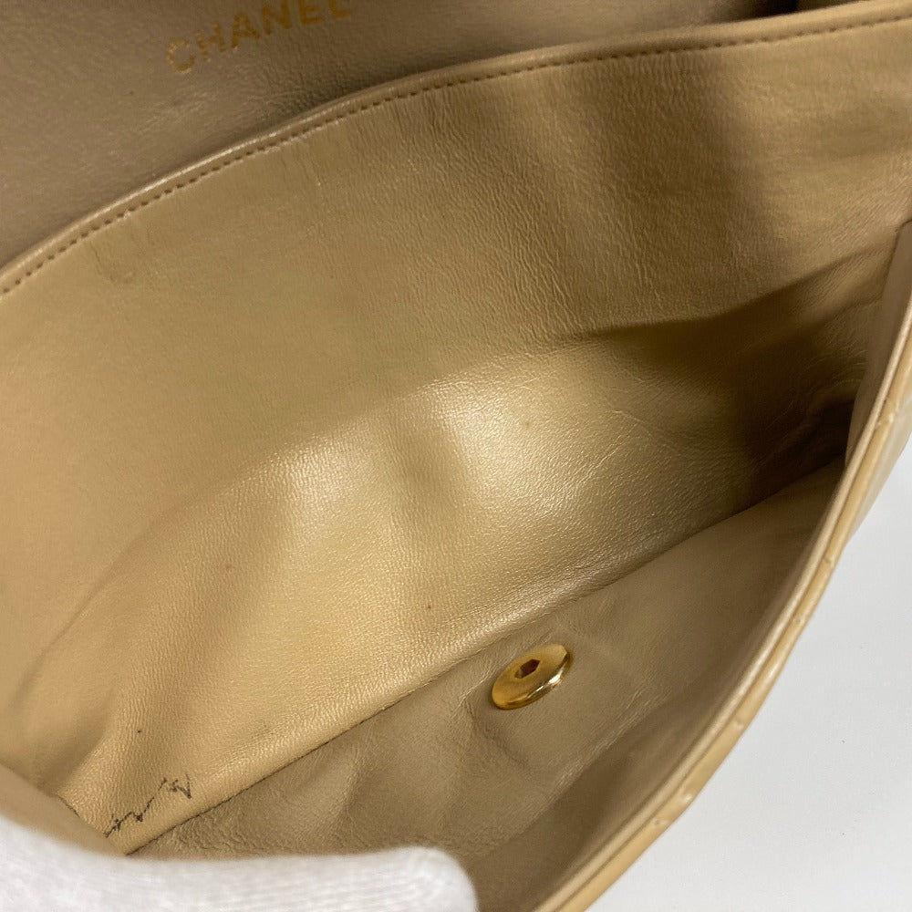 CHANEL Shoulder Bag A01112 lambskin beige CC COCO Mark Matelasse 25 Quilting Women Used Authentic