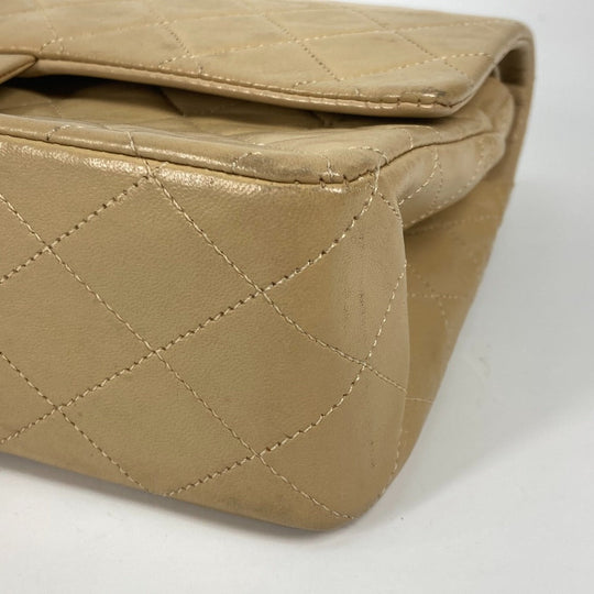 CHANEL Shoulder Bag A01112 lambskin beige CC COCO Mark Matelasse 25 Quilting Women Used Authentic