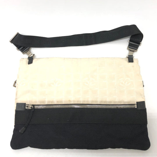 CHANEL Shoulder Bag canvas white CC COCO Mark New travel line Women Used Authentic