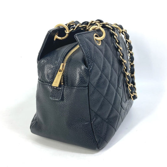 CHANEL Shoulder Bag Caviar skin black CC COCO Mark Matrasse quilting Women Used Authentic