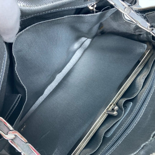 CHANEL Shoulder Bag leather black shoulder bag Mademoiselle