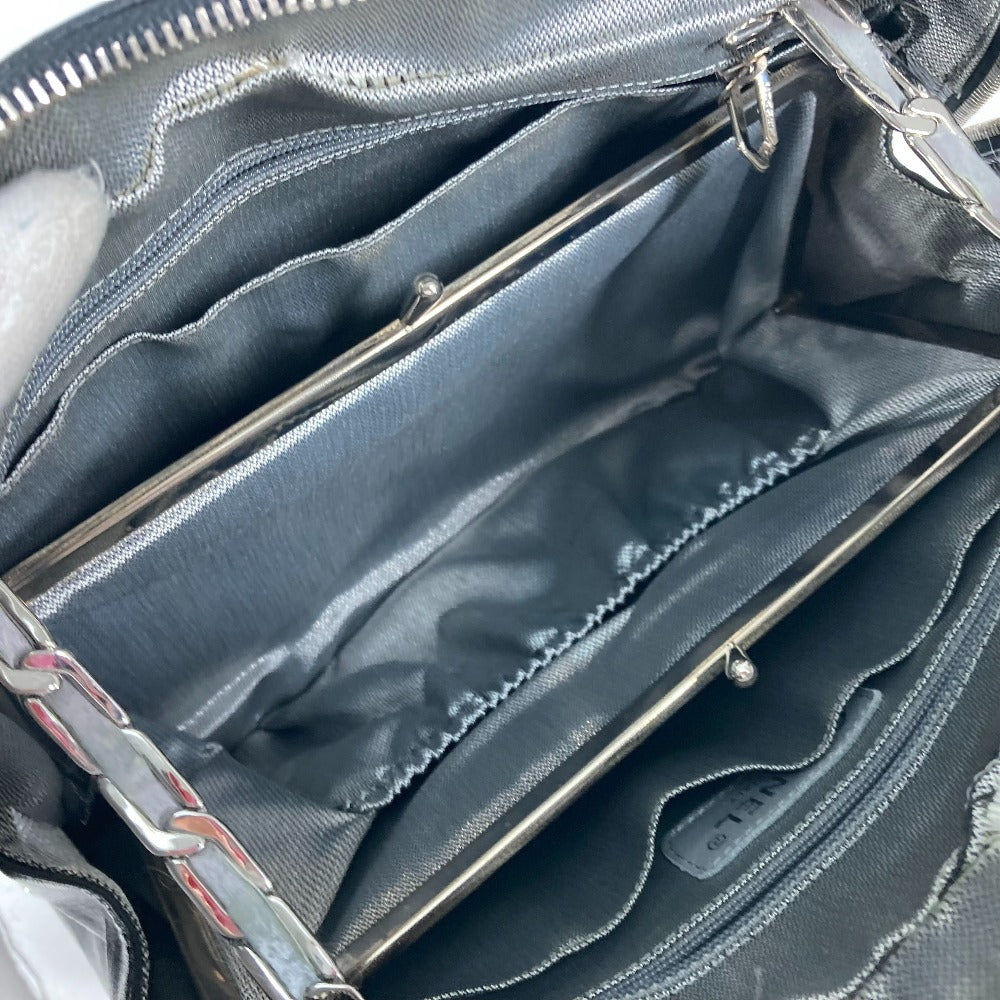 CHANEL Shoulder Bag leather black shoulder bag Mademoiselle