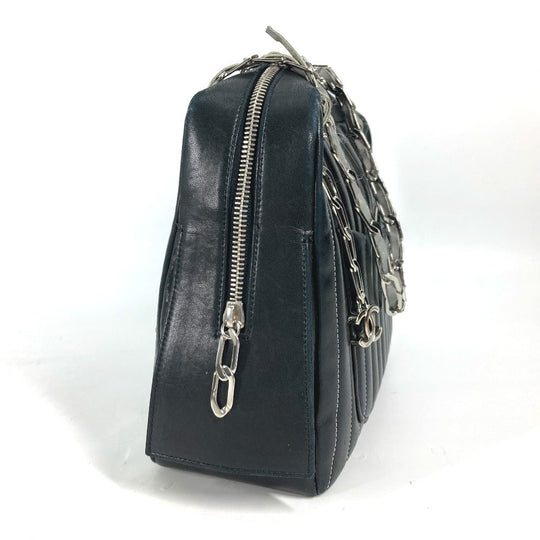 CHANEL Shoulder Bag leather black shoulder bag Mademoiselle