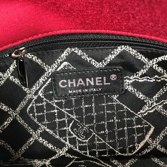 CHANEL Shoulder Bag cotton Red Pochette CC COCO Mark Matelasse Quilting