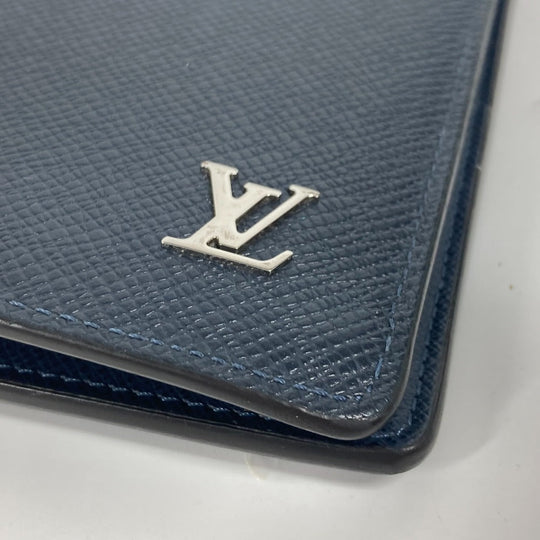 LOUIS VUITTON Long Wallet Purse M30292 Taiga Leather Navy Taiga Portefeuille Blaza