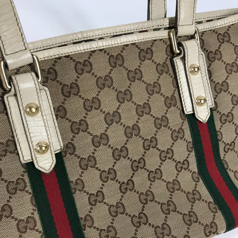 GUCCI Shoulder Bag 137396 GG canvas / leather beige GG Shelly line Women Used Authentic