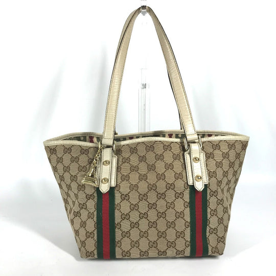 GUCCI Shoulder Bag 137396 GG canvas / leather beige GG Shelly line Women Used Authentic