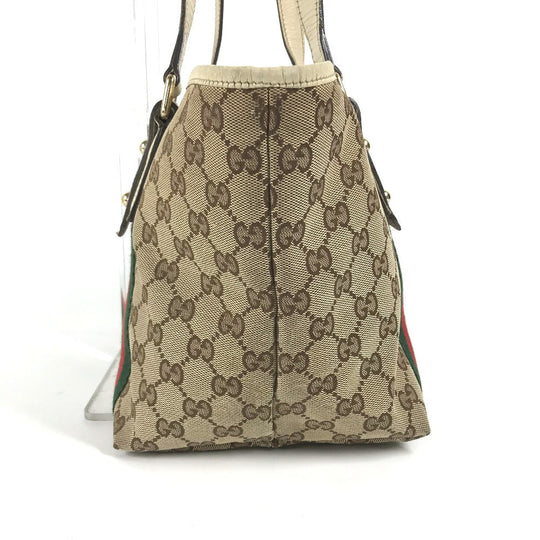 GUCCI Shoulder Bag 137396 GG canvas / leather beige GG Shelly line Women Used Authentic