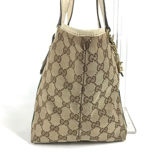 GUCCI Shoulder Bag 137396 GG canvas / leather beige GG Shelly line Women Used Authentic