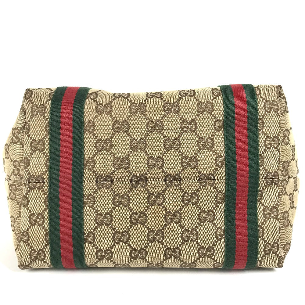 GUCCI Shoulder Bag 137396 GG canvas / leather beige GG Shelly line Women Used Authentic