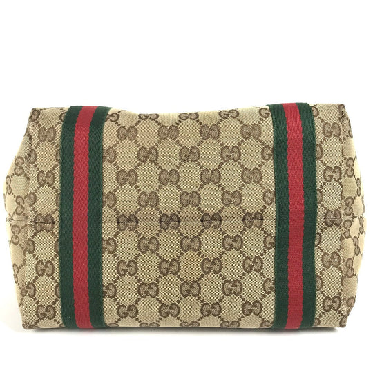 GUCCI Shoulder Bag 137396 GG canvas / leather beige GG Shelly line Women Used Authentic