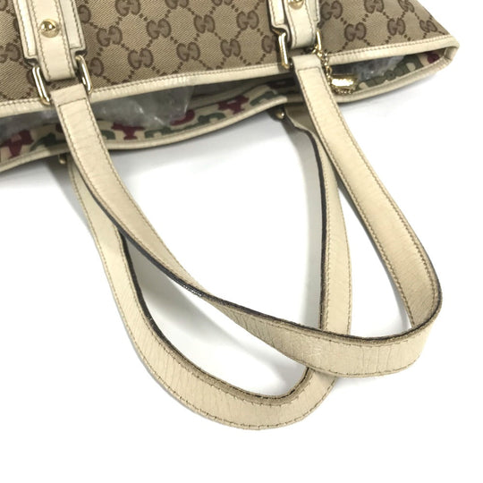 GUCCI Shoulder Bag 137396 GG canvas / leather beige GG Shelly line Women Used Authentic