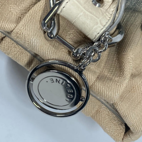 CELINE Tote Bag Leather / canvas white Macadam logo denim gradation