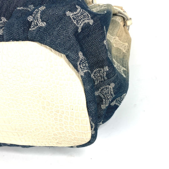 CELINE Tote Bag Leather / canvas white Macadam logo denim gradation