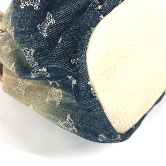 CELINE Tote Bag Leather / canvas white Macadam logo denim gradation