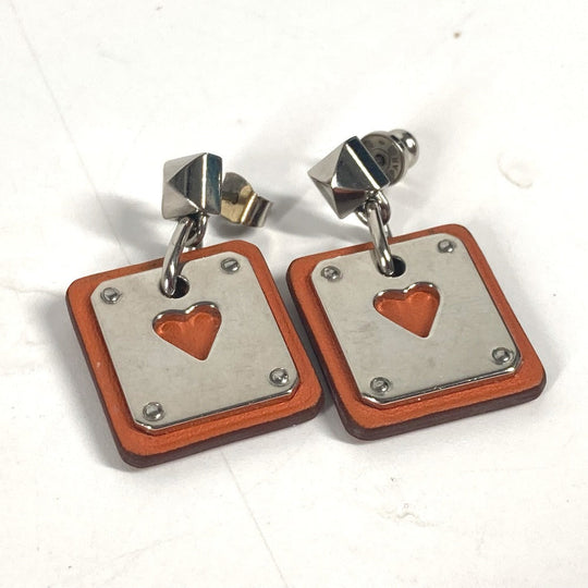 HERMES Pierce Metal, Leather Silver heart Asdukour PM