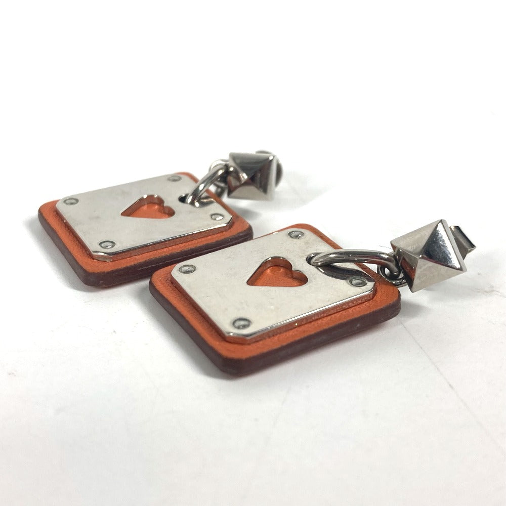 HERMES Pierce Metal, Leather Silver heart Asdukour PM