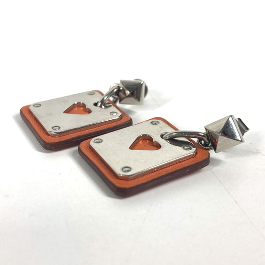 HERMES Pierce Metal, Leather Silver heart Asdukour PM