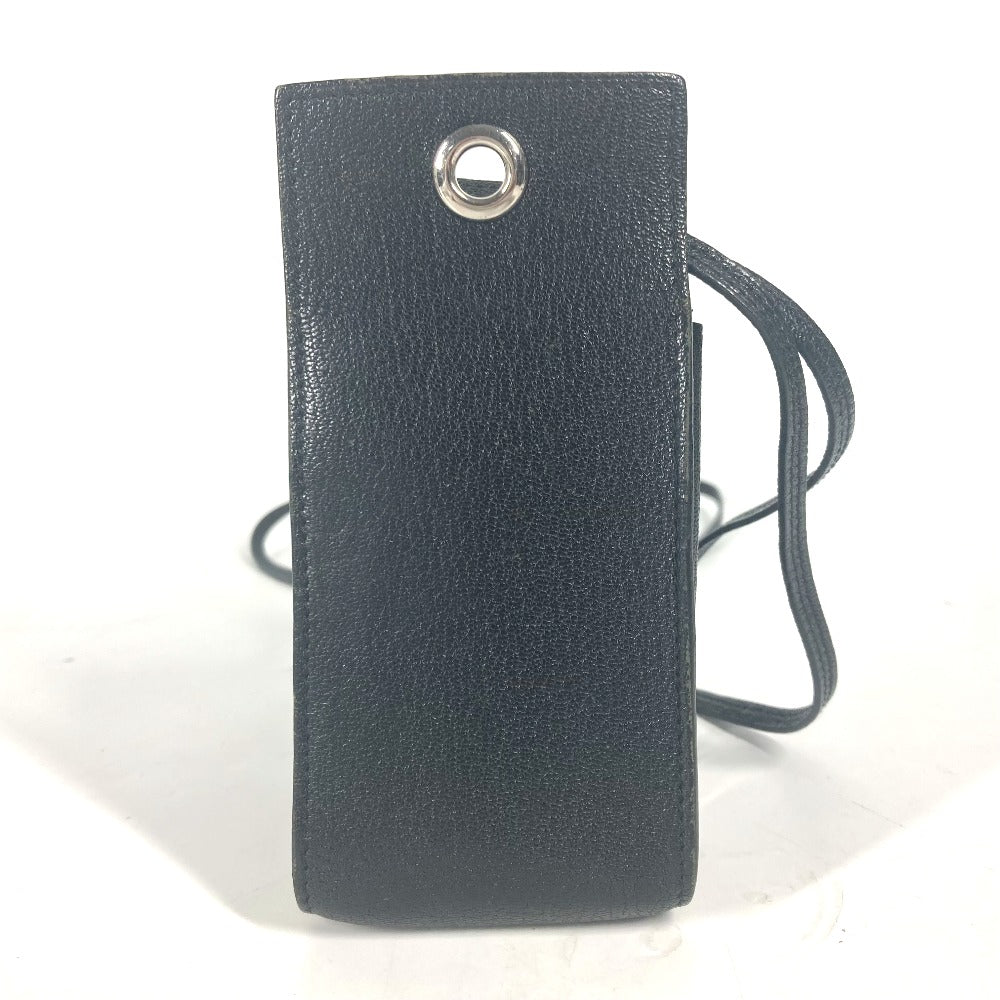 HERMES Pouch leather black Shoulder Bag Crossbody Bag with Strap Vespa Women Used Authentic