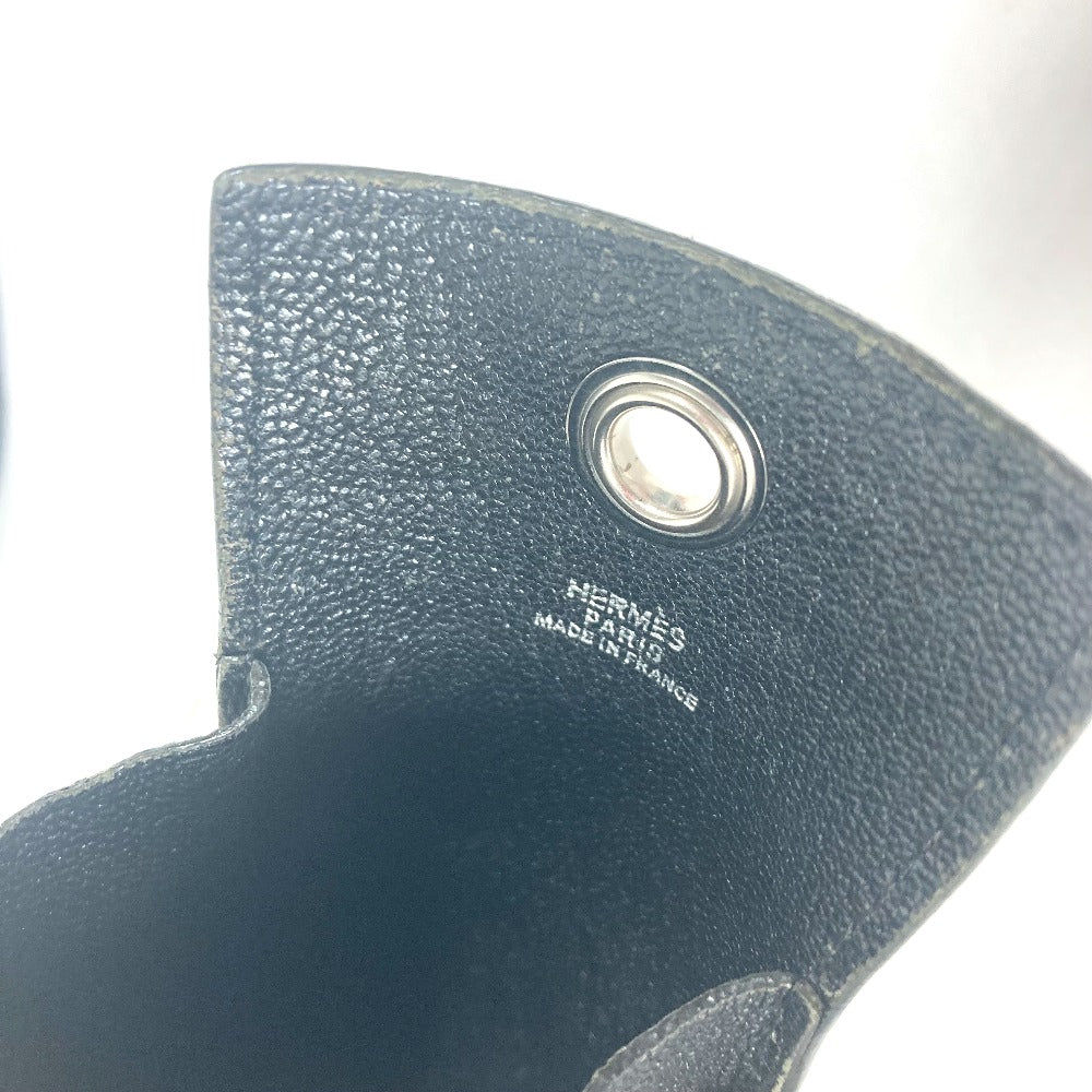 HERMES Pouch leather black Shoulder Bag Crossbody Bag with Strap Vespa Women Used Authentic