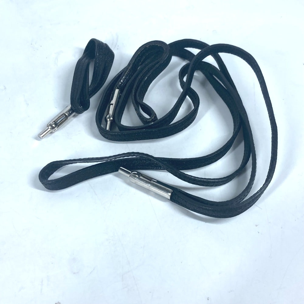 HERMES Pouch leather black Shoulder Bag Crossbody Bag with Strap Vespa Women Used Authentic